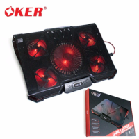 Oker X735 พัดลมรองโน๊ตบุ๊ค พัดลมระบายความร้อน Game Laptop Cooler pad Cooling Equipment 5Fan พัดลมโน๊ตบุ๊ค ฐานวางโน๊ตบุ๊ค แท่นวางโน๊ตบุ๊ค พัดลมติดโน๊ตบุ๊ค