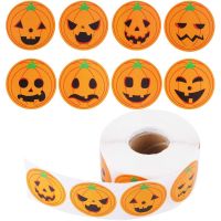 100-500pcs Halloween Skeleton Round Sticker Envelope Sealing Labels Candy Bag Sticker Halloween Decoration Decor Pumpkin Stickers Labels