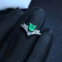 Rare heart shape 100% natural emerald ring new 925 Sterling Silver AAAAA