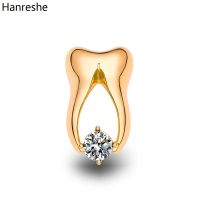 ❣▩ Hanreshe Classic Dental Tooth Brooch with Crystal Shiny Luxury Dentist Lapel Backpack Badge Pins Medical Jewelry for Doctor