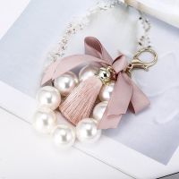 EASYA large pearl keychain women 39;s luxury jewelry tassel bow bag charm ornament vintage wedding bride gift for bridesmaid guests