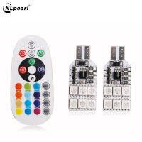 NLpearl 2x RGB T10 W5W หลอด Led 194 168 W5W 5050 12SMD MULTICOLOR RGB หลอดไฟ RGB หลอดไฟ LED ด้านข้าง