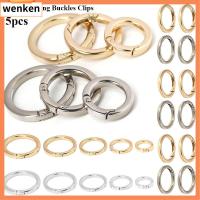 WENKEN 5pcs ที่มีคุณภาพสูง ทริกเกอร์กดกลม ประตูชุบเคลือบ หัวเข็มขัดโอริงสำหรับฤดูใบไม้ผลิ คลิปหนีบตะขอ กระเป๋าเข็มขัดหัวเข็มขัด กระเป๋าถือ carabiner purses