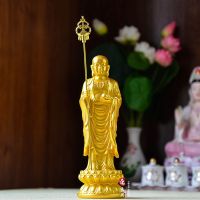 ✾₪ Jiuhuashan Ksitigarbha Bodhisattva statue resin gilt Buddhist hall home worship station peace ornaments get married