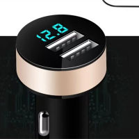 【ส่งของจากประเทศไทย】USB Car Charger 3.1A หัวชาร์จในรถยนต์ หัวชาร์จโทรศัพท์มือถือ ที่ชาร์จเร็ว 2 พอร์ต ไฟแสดงโวลท์ หัวชาร์จในรถ