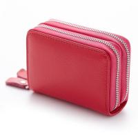 Double Zipper Women Mens Credit Card Holder/Case Card Holder Wallet Genuine Leather Business Card Package Cow Leather Bag