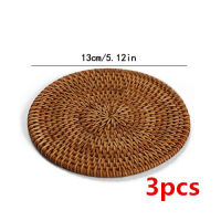 2021Handmade Straw Rattan Weave Drink Coaster Set For Kungfu Tea Round Tableware Table Placemat Dish Coffee Cup Mat Pad Creative