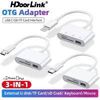 HdoorLink การ์ดรีดเดอร์ SD 3อิน1สำหรับ I-Phone I-Pad แบบพกพา USB C ไปยังกล้อง USB ภาพอะแดปเตอร์ Micro SD บัตร TF ที่ดูกล้องทหารพรานตัวอ่านการ์ดความจำแยกสำหรับ Huawei Macbook