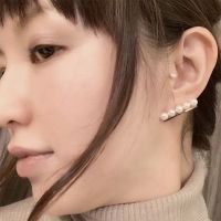 Women 39;s Fashion Simple Retro Row Of Pearl Stud Earrings Balance Beam Design Charming Ear Piercing Jewelry For Lady Girls