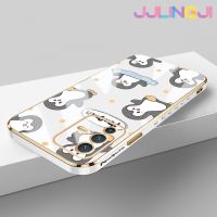 Jlingji เคสสำหรับ Vivo V23 4G V23 5G S12 5G ลายการ์ตูนเพนกวินใหม่กรอบสี่เหลี่ยมพื้นผิวเคสซิลิก้าเจลกันกระแทกเคสมือถือฝาครอบป้องกันเลนส์กล้องถ่ายรูปรวมทุกอย่าง