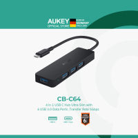 AUKEY CB-C64 USB C Hub Ultra Slim with 4 USB 3.0 Data Ports Black