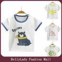 BellyLady เสื้อยืดคอกลมแขนสั้นสำหรับเด็ก,เสื้อคอตตอนพิมพ์ลายการ์ตูนลำลองคอกลมสำหรับเด็กหญิงเด็กชายอายุ1-6ปี