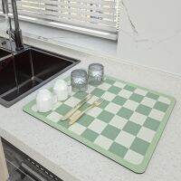 Plaid Napa Skin Drain Pad Rubber Dish Drying Mat Super Absorbent Mats Tableware Bottle Rugs Kitchen Faucet Dinnerware Placemat