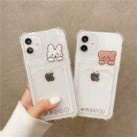 [Phone case]หมีน่ารักการ์ตูนกระต่ายกันกระแทกเคสโทรศัพท์สำหรับ iPhone 11 12 13 14 Pro XS Max X Mini 7 8 6 Plus กระเป๋าสตางค์นุ่มปกผู้ถือบัตร