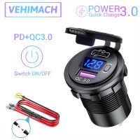 Universal Car Charger QC3.0 USB+PD Port Quick Charge With Digital LED Voltmeter Power Adapter For IPhone Xiaomi Samsung