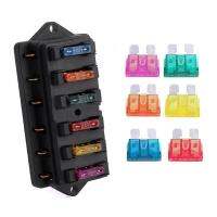 6-Way Blade FUSE BOX BLOCK HOLDER LED แสดงสถานะสำหรับ 12V 24V Universal Car Boat