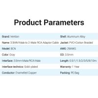 Vention 3.5mm to 2RCA Audio Adapter Male to Male Audio Cable for Speaker Power Amplifier