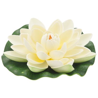 Artificial Floating Foam Lotus Flowers,With Water Lily Pad Ornaments,Ivory White,Perfect for Patio Koi Pond Pool Aquarium Home Garden Wedding Party Holiday Decoration