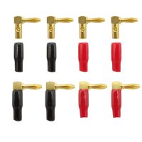 Gold Plated 4mm Banana Male Plug L Shape 90 Degree 4MM Banana Wire Audio Speaker Cable Screw Connectors