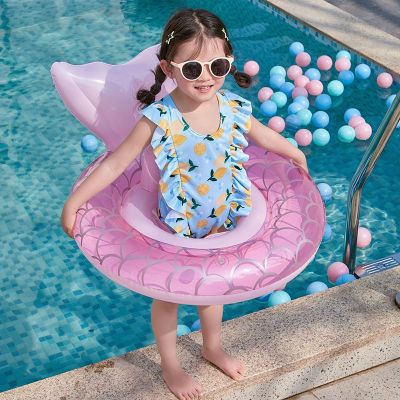 Pink Mermaid Shape Baby Seat Float Swim Ring Inflatable Infant Kids Swimming Pool Rings Summer Beach Water Fun Toys Swim Circle