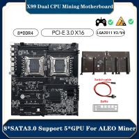 X99 Dual Motherboard ALEO Mining Motherboard +Switch Cable+Baffle LGA2011 V3/V4 8XDDR4 RAM Slot PCIE 16X 8XSATA3.0 Supports 5 GPU