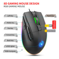 Wired Gaming Mouse Programmable Macro RGB Luminous 8D 7200DPI Adjustable Mouse Gamer Mice Home Office Laptop PC Computer