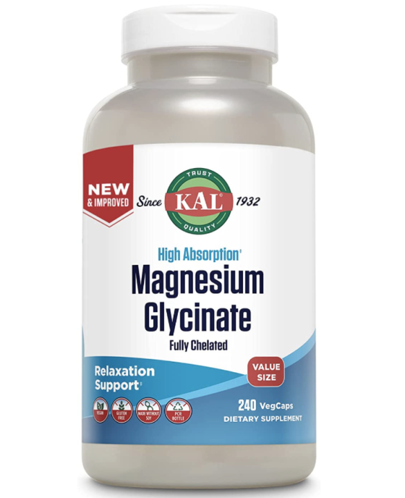 KAL Magnesium Glycinate, New & Improved Fully Chelated High Absorption