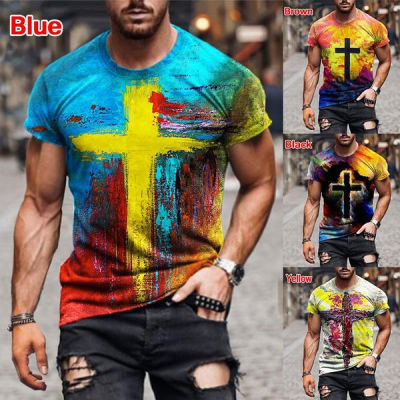 2023 Summer Fashion Men Christian Cross Black and White Jesus Print 3D Unisex Casual T-shirt S-5xL