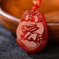 Natural Red Agate Twelve Zodiac Rabbit Ox Horse Monkey Chicken Jade Pendant Men and Women Crystal Necklace Zodiac Pendant Ornament ZR5E ZR5E