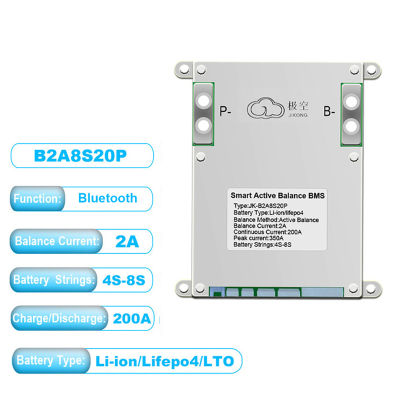 BMS 4S 5S 6S 7S 8S 12V 24V พร้อม2A แอคทีฟสมดุลปัจจุบัน200A BMS Li-Ion LTO 18650 Batt Lifepo4แบตเตอรี่ Ebike