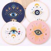 【CC】☊ﺴ⊕  New Eyes Pattern Embroidery Set Needlework Tools Printed Fabric Round Sewing