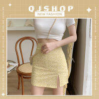 QJshop (คอลเลคชั่นใหม่)กระโปรงแฟชั่นพิมพ์ลวดลายดอกไม้เต็มตัว?สีพื้นมีให้เลือก 4 สี กระโปรงทรงเอแหวกข้างกรุบๆ?