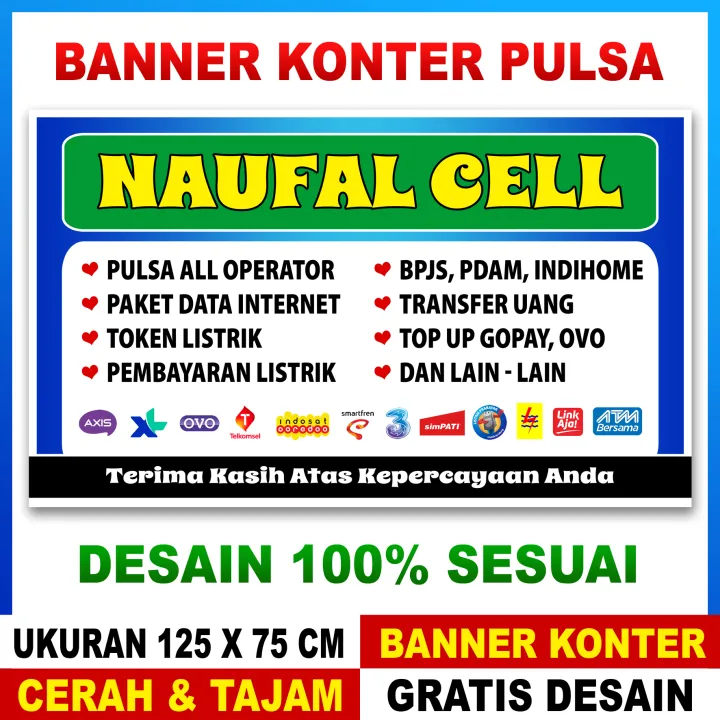 SPANDUK BANNER KONTER PULSA TERBAIK UKURAN 125 X 75 CM | Lazada Indonesia