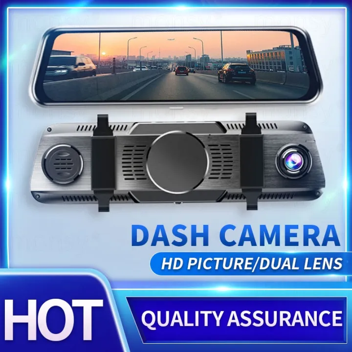 Lenovo V7 Plus Touch Screen HD Dash Cam Dual Rearview Mirror Car Camera