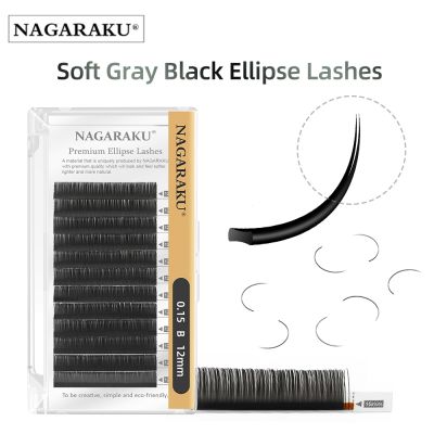 NAGARAKU Flat Ellipse Eyelashes Split Tips Shaped Soft Natural Light Magnetic Lashes Matte Color Gray Eyelash Extension Supplies Cables Converters
