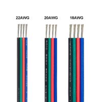 สายพ่วงสีรุ้งสายไฟฟ้า4ขา,สายเคเบิลขั้วต่อ JST 20AWG SM ยาว5ม./10ม. สำหรับแถบไฟ LED RGB 5050ชุดควบคุม MODUL Lampu