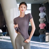 Women Sports Slim Tight T-shirt S-3XL Top Tight-fitting Fitness Running Outside Wearing Short-sleeved Gym Yoga Clothing