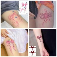 【YF】 4pc/Lot Pink Bow Waterproof Tattoo Stickers Flower Arm Thigh Sexy Girl Heart Cute Temporary Art Gem Planet Pattern Fake Tattoos