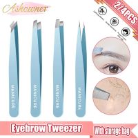 ❁☼❀  ASHOWNER Eyebrow Tweezer Brow Clip Hairs Slanted False Aid Makeup