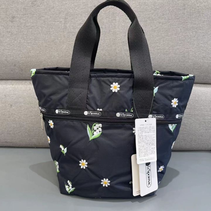 มาใหม่ล่าสุด-luxbao-กระเป๋าสตรีปักลายดอกเดซี่กระเป๋าถือใบเล็กสีดำอเนกประสงค์ลำลองทรง4313