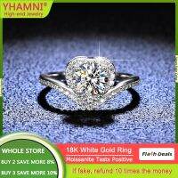 YHAMNI แหวนทอง18K ผู้หญิง2023ใหม่1กะรัตโมซาไนต์หมั้นพร้อมเครื่องประดับใบรับรอง