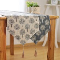 Country Table Runner Japanese Living Room Tea Fragrant Mat Bed Flag Small Tree Printing Coffee Dinning Table Decoration Home