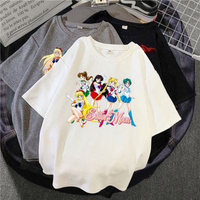 ข้อเสนอพิเศษ ขายเสื้อยืด ชุดเซ็ต 2 ชิ้น SAILOR MOON เสื้อยืดพิมพ์ลายการ์ตูนเซเลอร์มูนแฟชั่นสไตล์เกาหลีสําหรับผู้หญิง（S-5XL）S-5XL