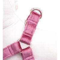 Hot Pink Velvet Dog Harness Basic Dog Leash Adjustable Buckle Cotton Fabric for Dog or Cat