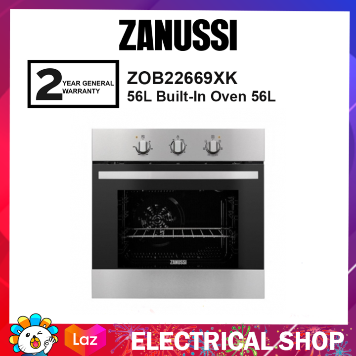 ZANUSSI 56L BuiltIn Electric Oven with 6 Programs ZOB22669XK