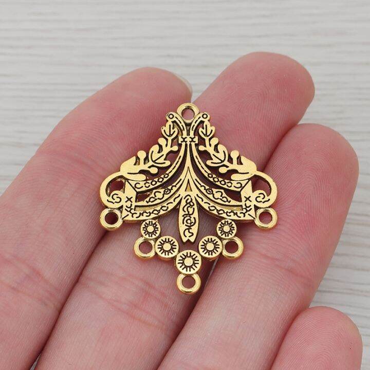 20-x-tibetan-silver-gold-color-earring-chandelier-connectors-charms-pendants-double-sided-for-jewelry-making-findings-33x29mm