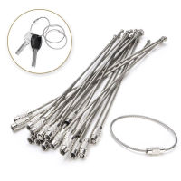 10Pcs 1.515cm EDC Keychain Tag Rope Stainless Steel Wire Cable Loop Screw Lock Gadget Ring Keyrings Circle Camp Hanging Tool203