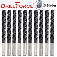 10PCS 3mm-12.5mm M35 HSSCO Cobalt TiAlN Drill Bits HSS 3 Flutes Twist Drill Bit For Stainless Steel(01112.5mm)