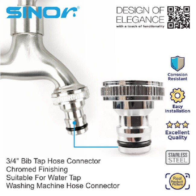 SINOR S03C STAINLESS STEEL WATER FAUCET NOZZLE ADAPTER HOSE CONNECTOR