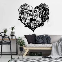 Modern Kissing Skull Heart Wall Sticker Bedroom Living Room Wedding Couple Love Wall Decal Playroom Vinyl Home Decor